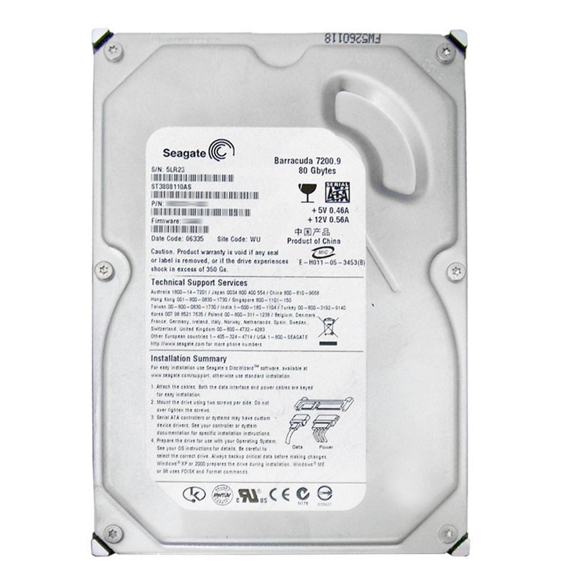 Seagate - 80GB 7.2K SATA 3.0Gbps 3.5" 8MB Cache Hard Drive - ST3808110AS
