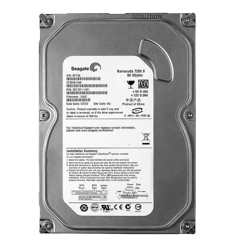 Seagate - 80GB 7.2K SATA 3.0Gbps 3.5" 8MB Cache Hard Drive - ST380811AS