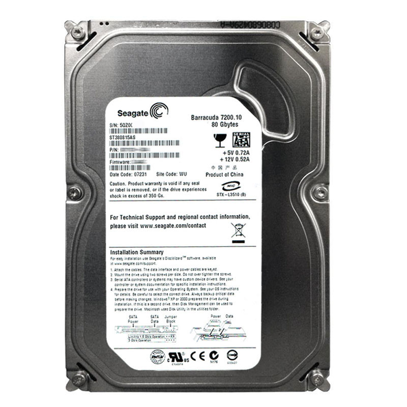 Seagate - 80GB 7.2K SATA 3.0Gbps 3.5" 8MB Cache Hard Drive - ST380815AS
