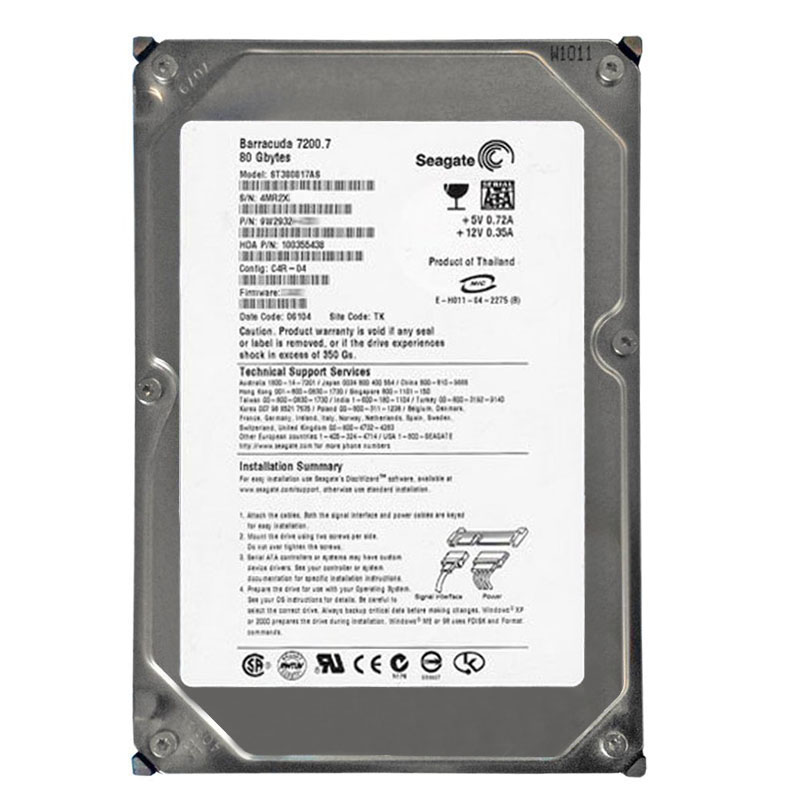 Seagate - 80GB 7.2K SATA 1.5Gbps 3.5" 8MB Cache Hard Drive - ST380817AS