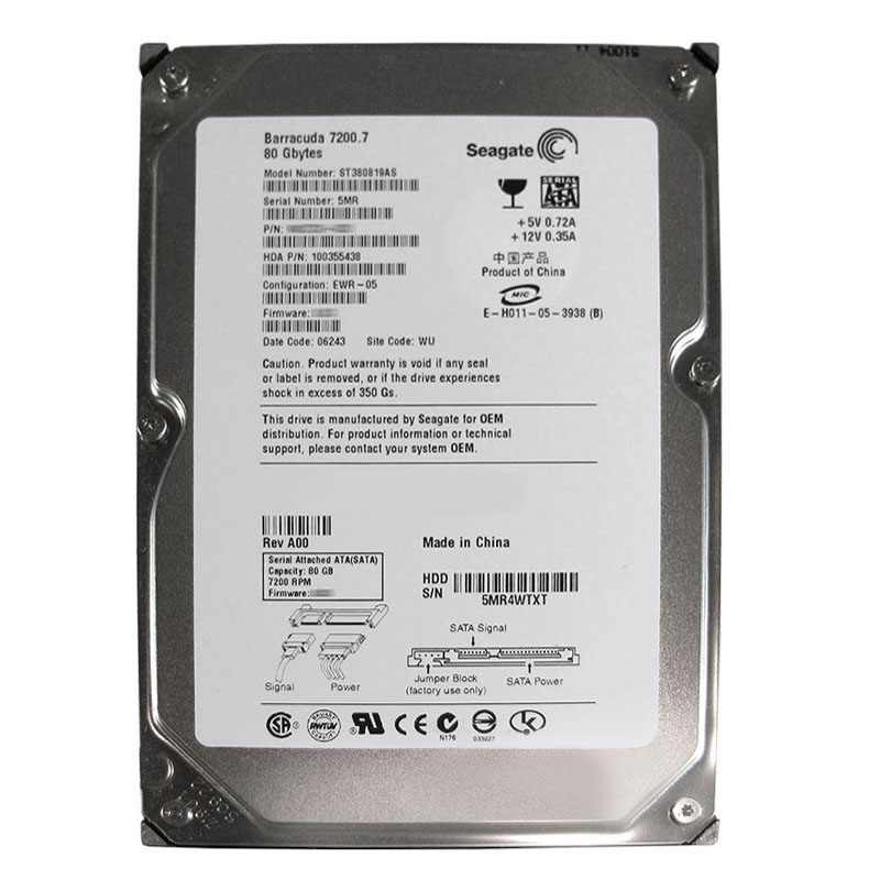 Seagate - 80GB 7.2K SATA 3.5" 8MB Cache Hard Drive - ST380819AS