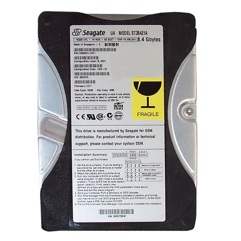 Seagate - 8.4GB 5.4K Ultra-ATA/66 3.5" 256KB Cache Hard Drive - ST38421A