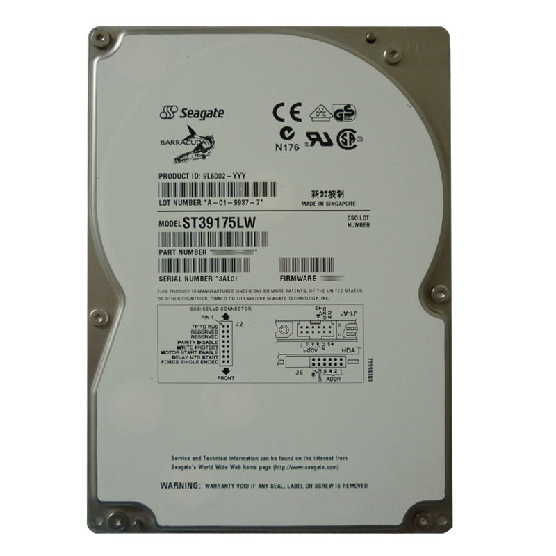 ST39175LW.jpg Seagate - 9.1GB 7.2K 68-PIN Ultra2-SCSI 3.5" 1MB Cache Hard Drive - ST39175LW - Image 1
