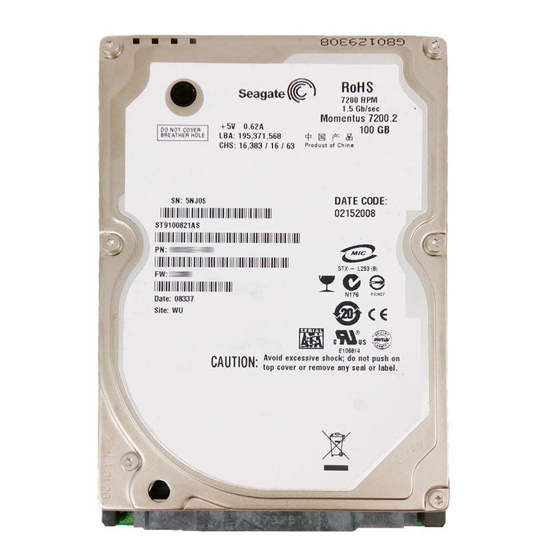 Seagate - 100GB 7.2K SATA 3.0Gbps 2.5" 8MB Cache Hard Drive - ST9100821AS