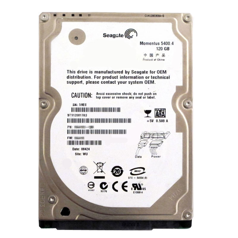 ST9120817AS.jpg Seagate - 120GB 5.4K SATA 3.0Gbps 2.5" 8MB Cache Hard Drive - ST9120817AS - Image 1