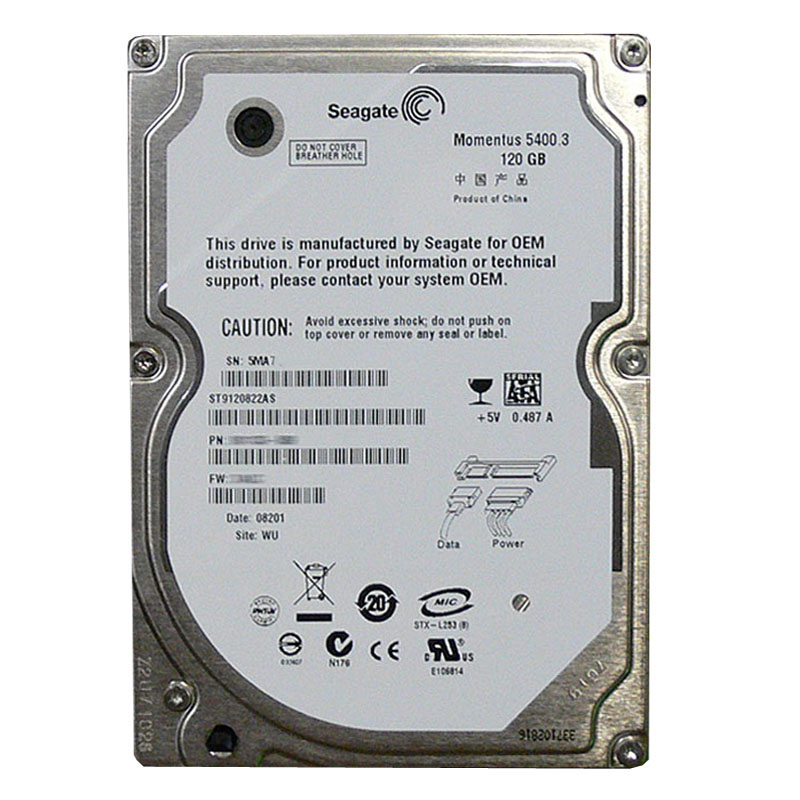 ST9120822AS.jpg Seagate - 120GB 5.4K SATA 1.5Gbps 2.5" 8MB Cache Hard Drive - ST9120822AS - Image 1