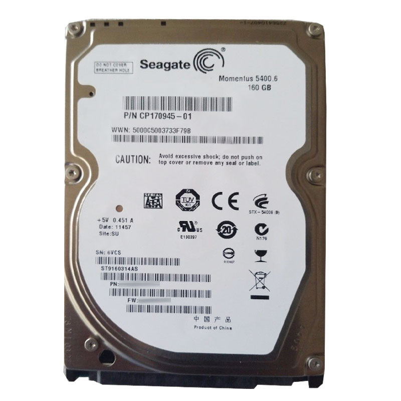 ST9160314AS.jpg Seagate - 160GB 5.4K SATA 3.0Gbps 2.5" 8MB Cache Hard Drive - ST9160314AS - Image 1