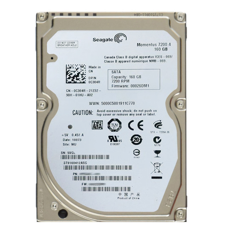 ST9160412ASG.jpg Seagate - 160GB 7.2K SATA 3.0Gbps 2.5" 16MB Cache Hard Drive - ST9160412ASG - Image 1