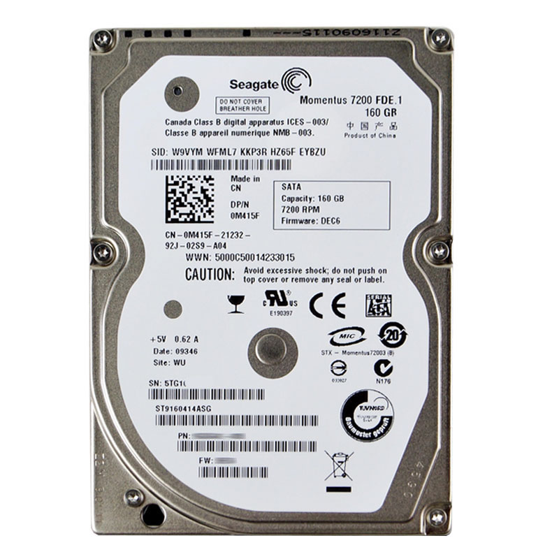 ST9160414ASG.jpg Seagate - 160GB 7.2K SATA 2.5" 16MB Cache Hard Drive - ST9160414ASG - Image 1