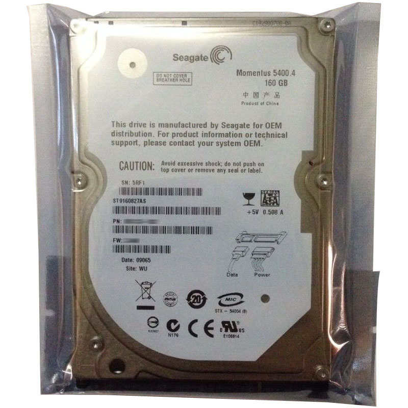 Seagate - 160GB 5.4K SATA 3.0Gbps 2.5" 8MB Cache Hard Drive - ST9160827AS