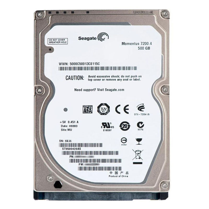 ST9500420AS.jpg Seagate - 500GB 7.2K SATA 3.0Gbps 2.5" 16MB Cache Hard Drive - ST9500420AS - Image 1