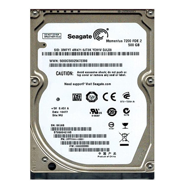 Seagate - 500GB 7.2K SATA 3.0Gbps NCQ 2.5" 16MB Cache Hard Drive - ST9500421AS