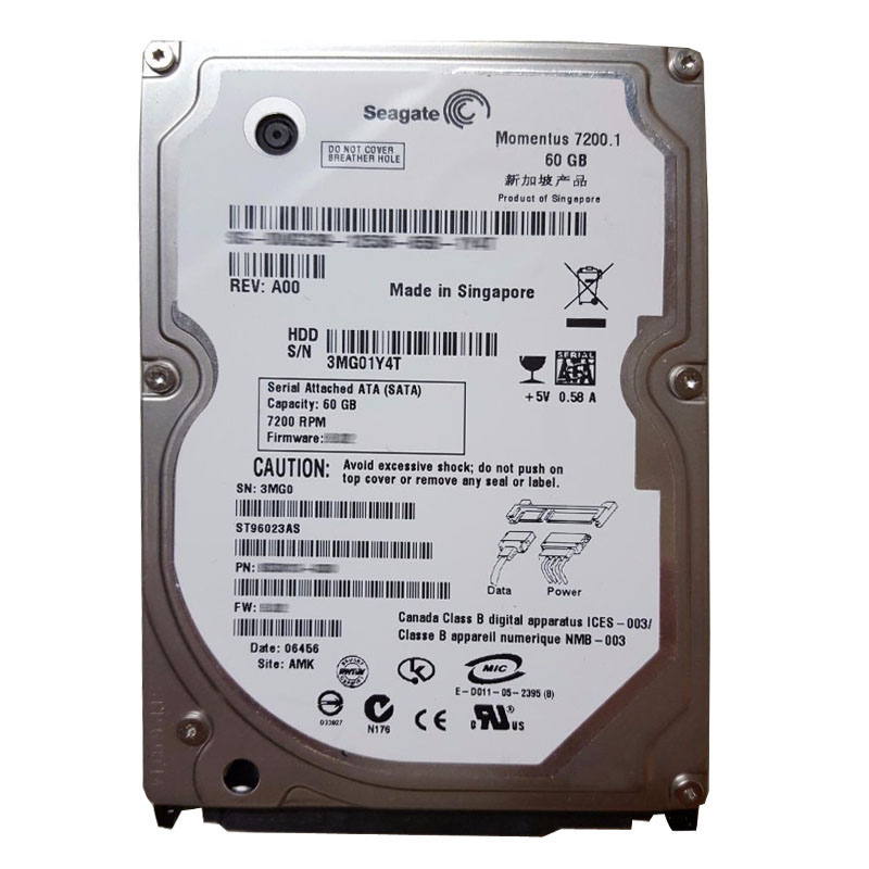 ST96023AS.jpg Seagate - 60GB 7.2K SATA 1.5Gbps 2.5" 8MB Cache Hard Drive - ST96023AS - Image 1