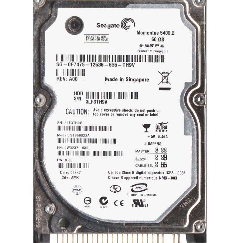 Seagate - 60GB 5.4K Ultra-ATA/100 2.5" 8MB Cache Hard Drive - ST960822A