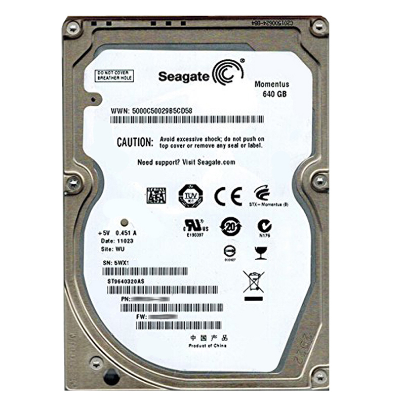 ST9640320AS.jpg Seagate - 640GB 5.4K SATA 3.0Gbps 2.5" 8MB Cache Hard Drive - ST9640320AS - Image 1
