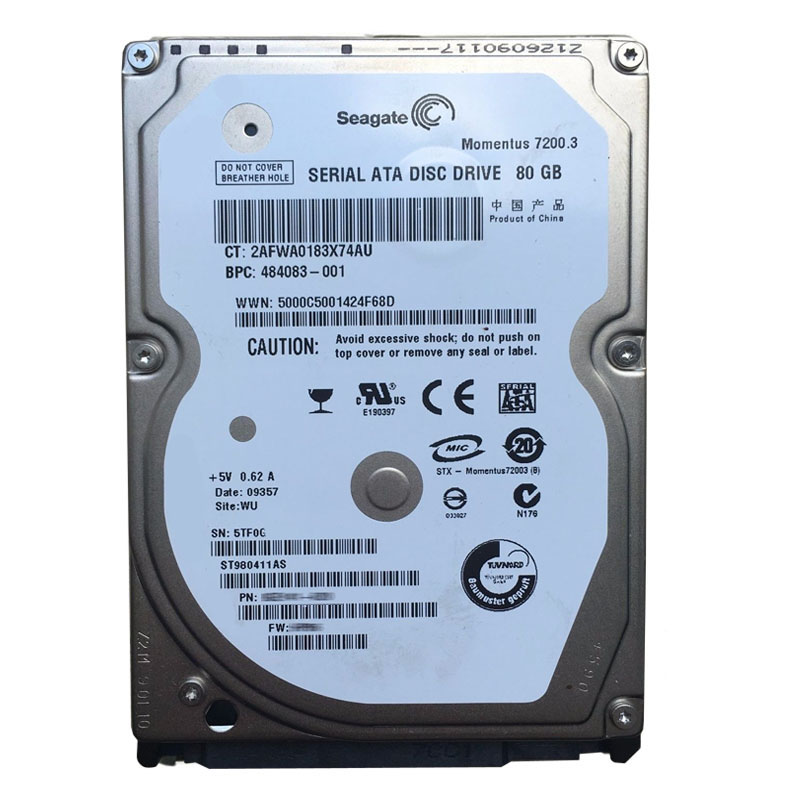 ST980411AS.jpg Seagate - 80GB 7.2K SATA 3.0Gbps 2.5" 16MB Cache Hard Drive - ST980411AS - Image 1