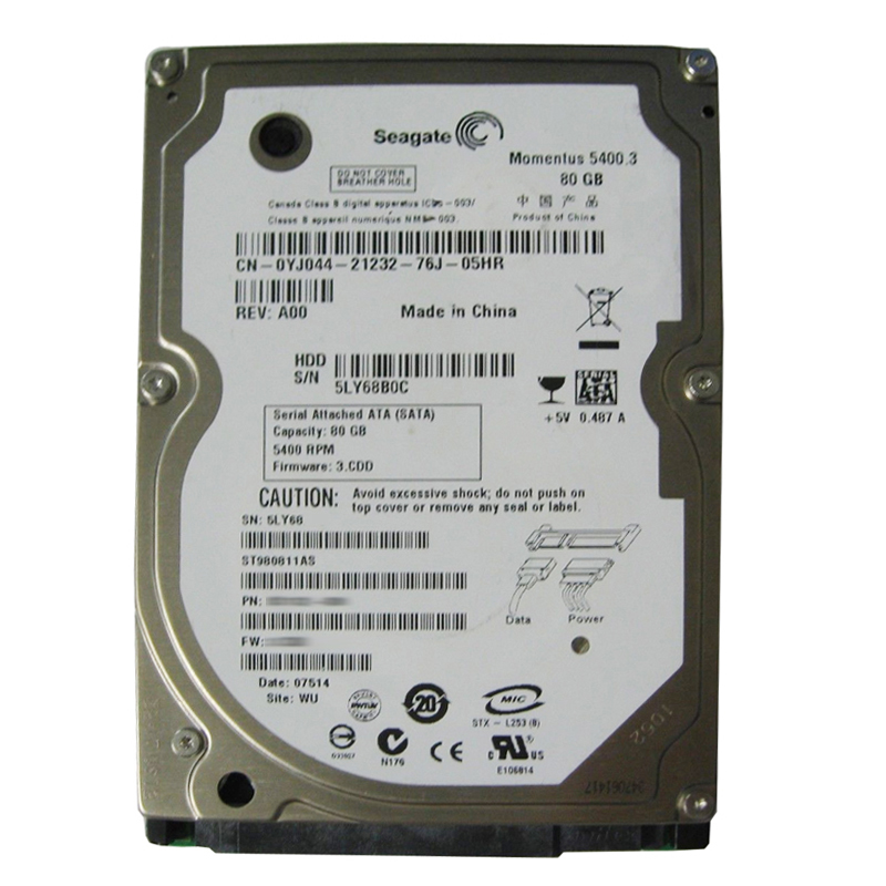 ST980811AS.jpg Seagate - 80GB 5.4K SATA 1.5Gbps 2.5" 8MB Cache Hard Drive - ST980811AS - Image 1