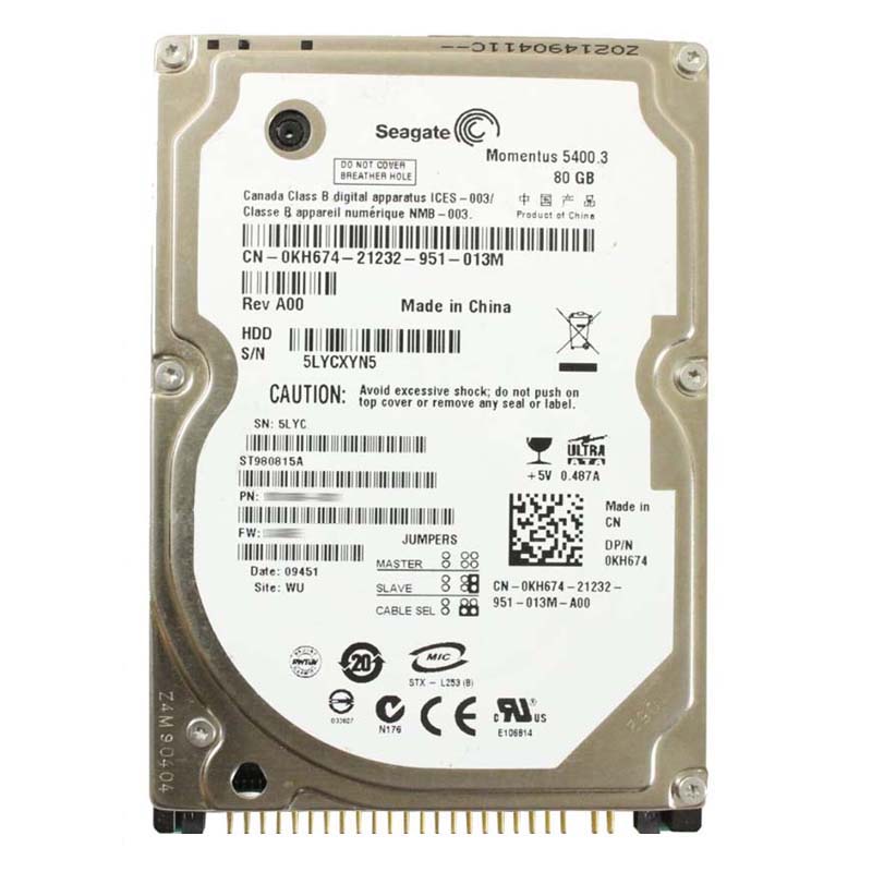 Seagate - 80GB 5.4K Ultra-ATA/100 2.5" 8MB Cache Hard Drive - ST980815A