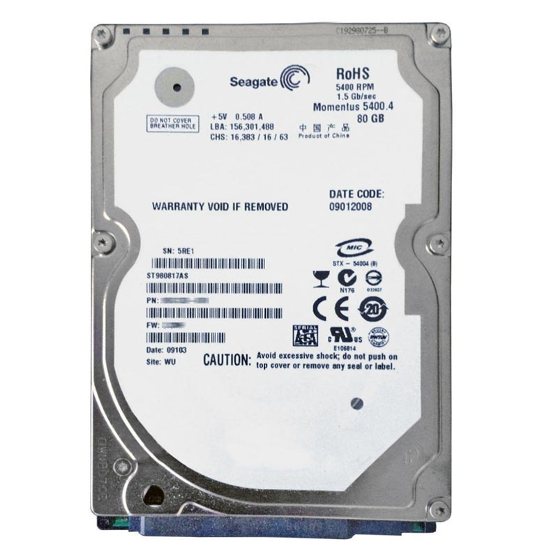 Seagate - 80GB 5.4K SATA 2.5" Hard Drive - ST980817AS