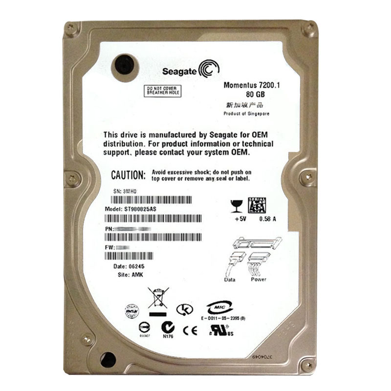 Seagate - 80GB 7.2K SATA 1.5Gbps 2.5" 8MB Cache Hard Drive - ST980825AS