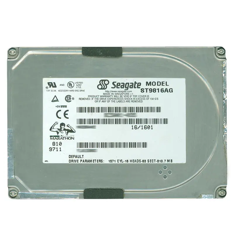 ST9816AG.jpg Seagate - 810MB 4.5K IDE 2.5" 120KB Cache Hard Drive - ST9816AG - Image 1