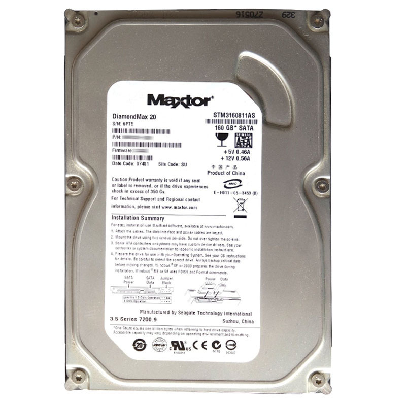 Seagate - 160GB 7.2K SATA 3.0Gbps 3.5" 8MB Cache Hard Drive - STM3160811AS
