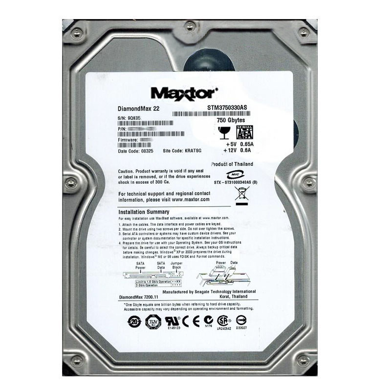 STM3750330AS.jpg Seagate - 750GB 7.2K SATA 3.0Gbps 3.5" 32MB Cache Hard Drive - STM3750330AS - Image 1