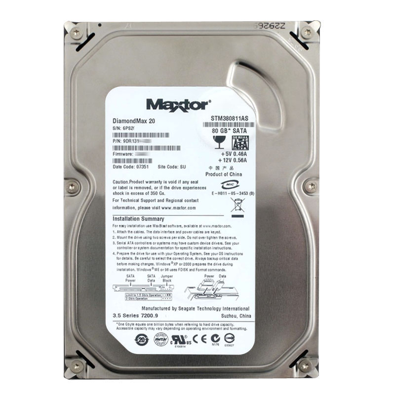 Seagate - 80GB 7.2K SATA 3.0Gbps 3.5" 8MB Cache Hard Drive - STM380811AS